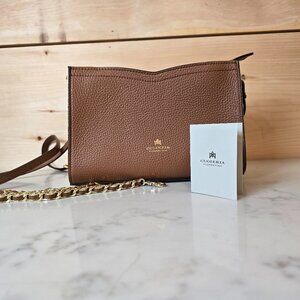 Cuoieria Fiorentina Purse Crossbody Tan Gold Leather Made in Italy